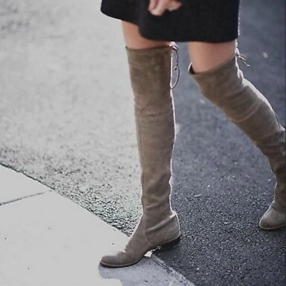 Stuart Weitzman‎ Lowland Suede Over-the-Knee Boots in Taupe Size 7.5